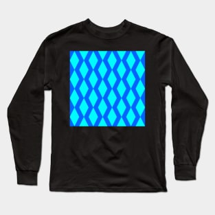 teal and blue diamond geometric design pattern Long Sleeve T-Shirt